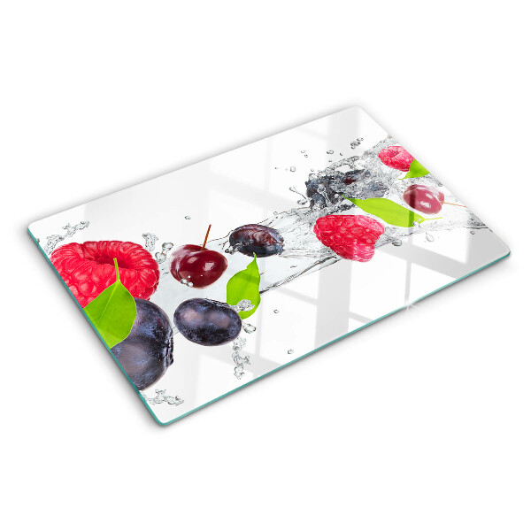 Glass chopping board Fruit in water