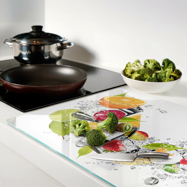 Glass cutting board Fruit in water