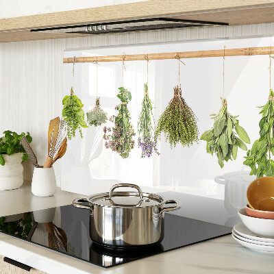 Cutting board Herbs dried on a string