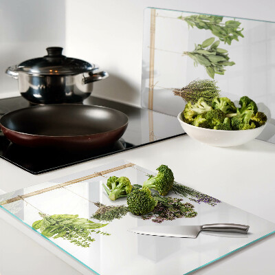 Cutting board Herbs dried on a string