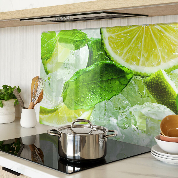 Chopping board Lemons and mint leaves