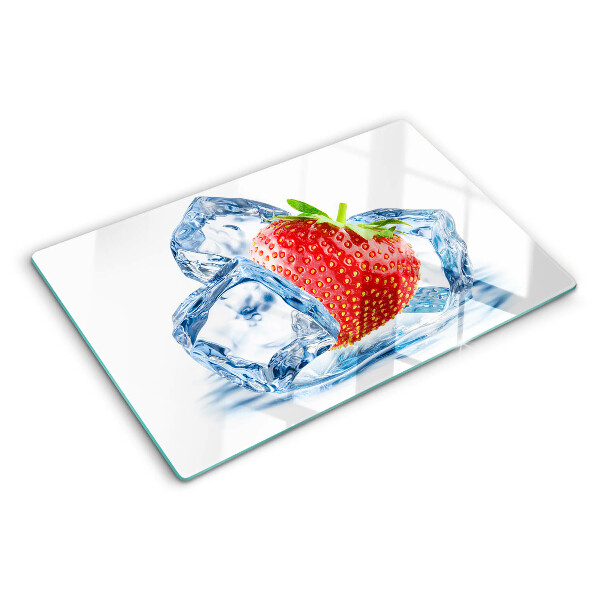 Glass chopping board Strawberry in ice