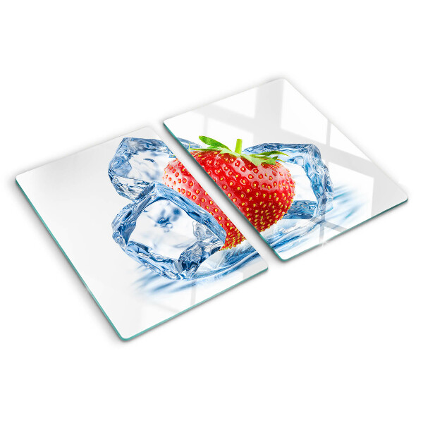 Glass chopping board Strawberry in ice