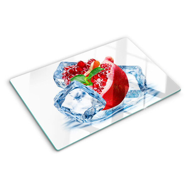 Glass cutting board Pomegranate in ice