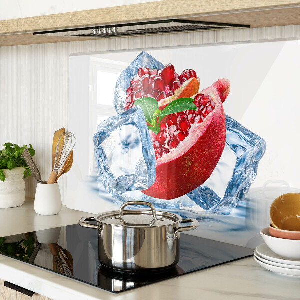 Glass cutting board Pomegranate in ice