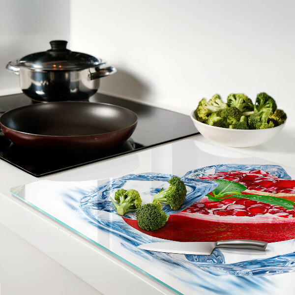 Glass cutting board Pomegranate in ice