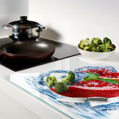 Glass cutting board Pomegranate in ice