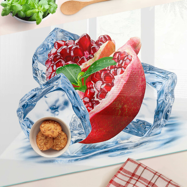 Glass cutting board Pomegranate in ice
