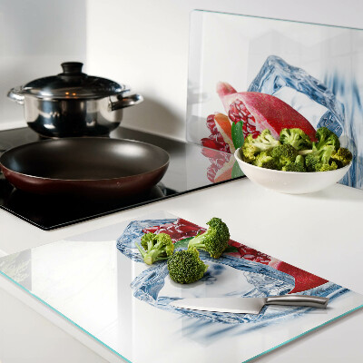 Glass cutting board Pomegranate in ice