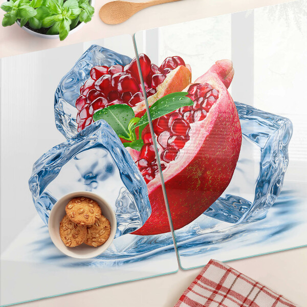 Glass cutting board Pomegranate in ice
