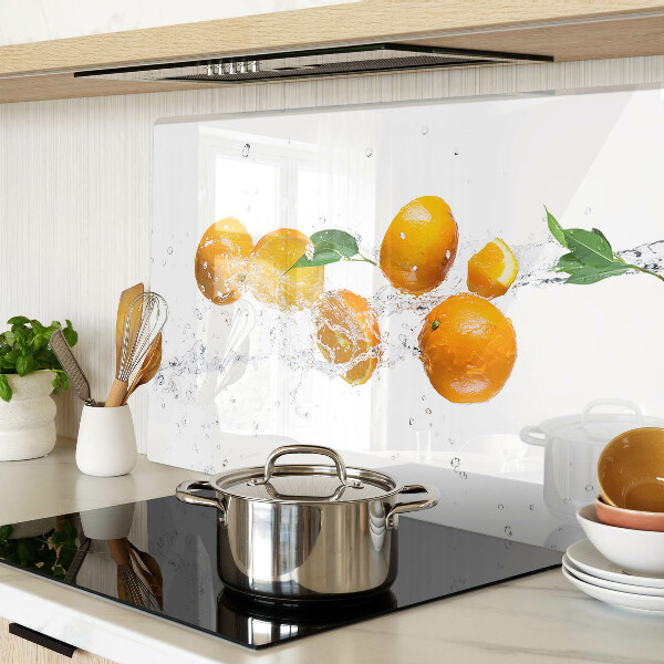 Chopping board glass Citrus fruits with water