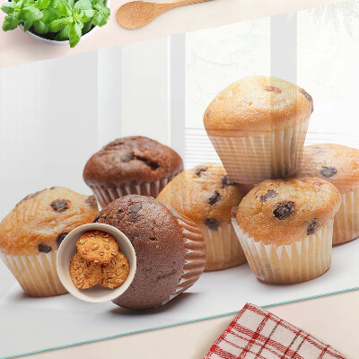 Cutting board Chocolate and vanilla muffins