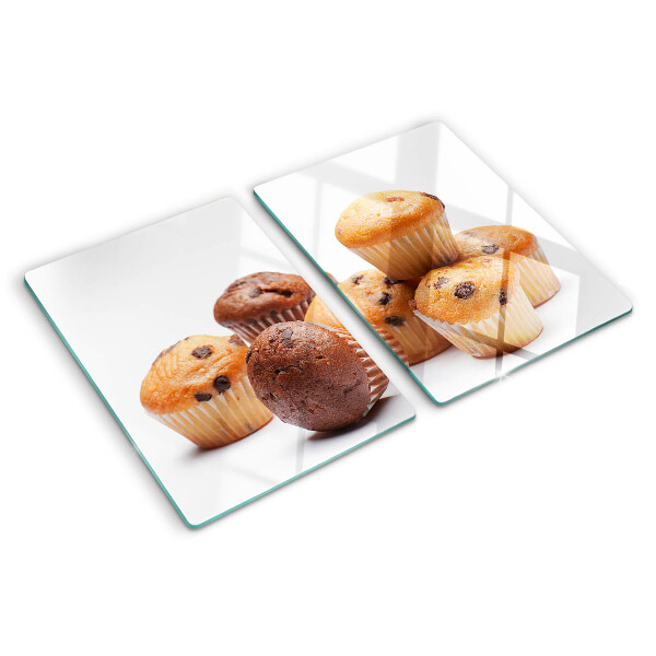 Cutting board Chocolate and vanilla muffins