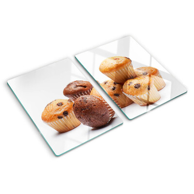 Cutting board Chocolate and vanilla muffins