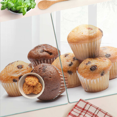 Cutting board Chocolate and vanilla muffins