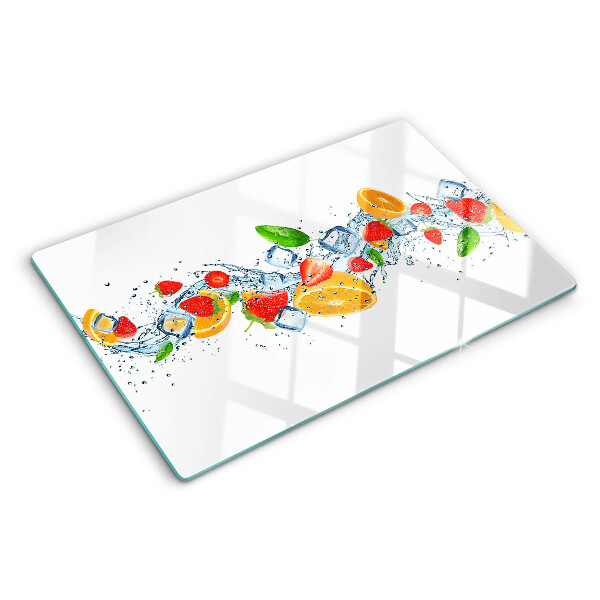 Glass kitchen board Colorful fruits and leaves