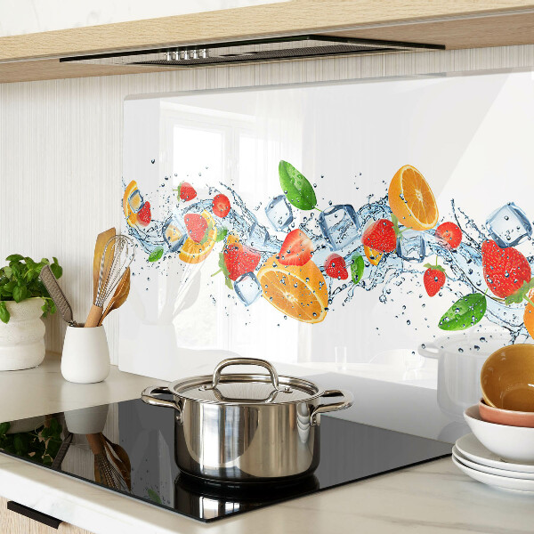 Glass kitchen board Colorful fruits and leaves