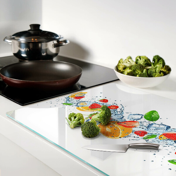 Glass kitchen board Colorful fruits and leaves