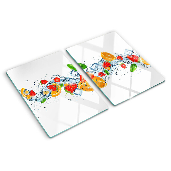 Glass kitchen board Colorful fruits and leaves
