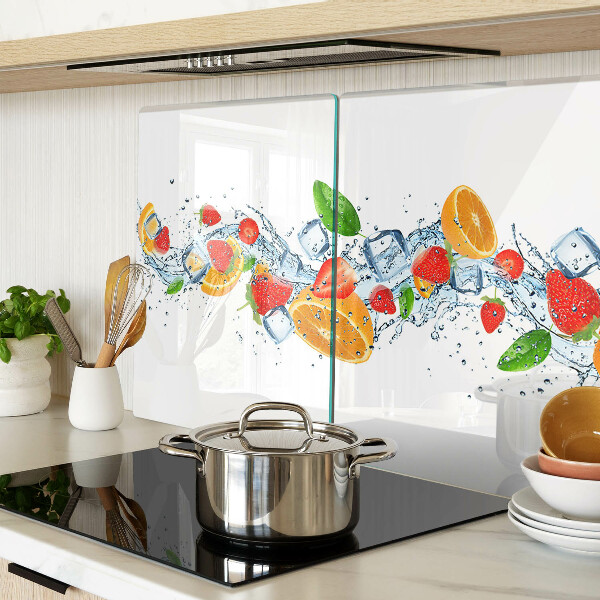 Glass kitchen board Colorful fruits and leaves