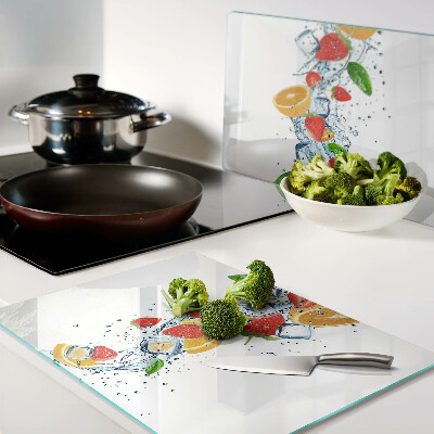 Glass kitchen board Colorful fruits and leaves