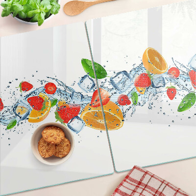 Glass kitchen board Colorful fruits and leaves