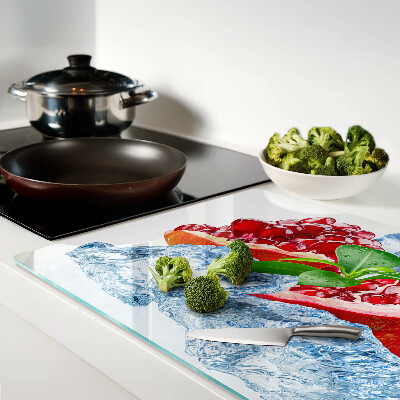 Chopping board glass Pomegranate and Ice