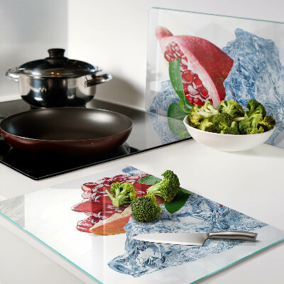 Chopping board glass Pomegranate and Ice