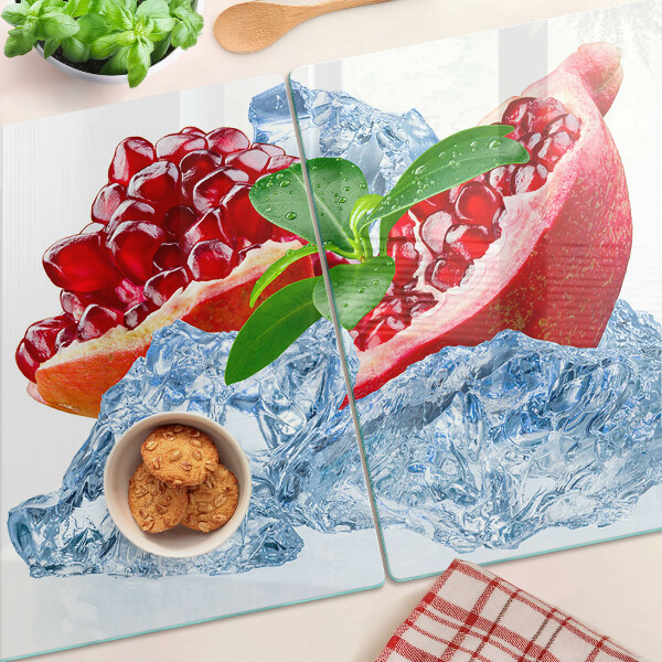 Chopping board glass Pomegranate and Ice
