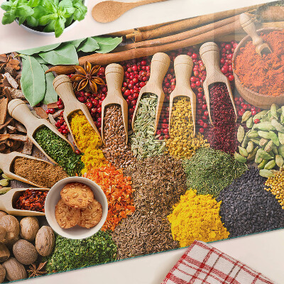 Glass chopping board Spices and herbs