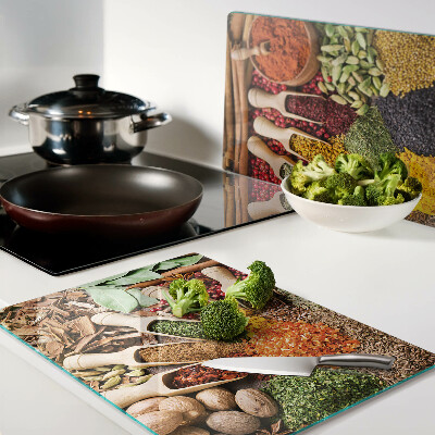 Glass chopping board Spices and herbs
