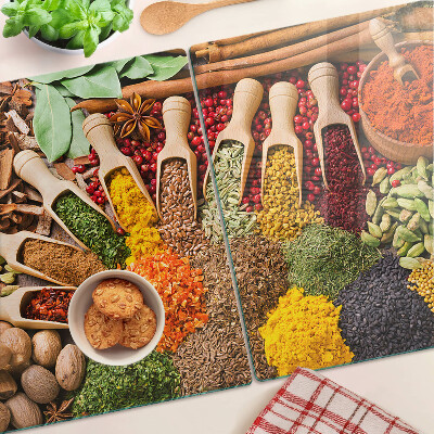 Glass chopping board Spices and herbs