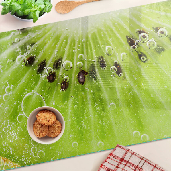 Chopping board glass Kiwi with drops of water