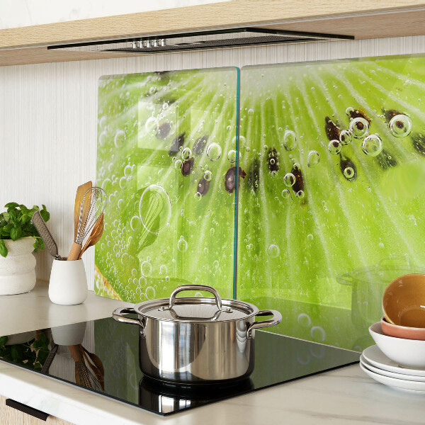 Chopping board glass Kiwi with drops of water