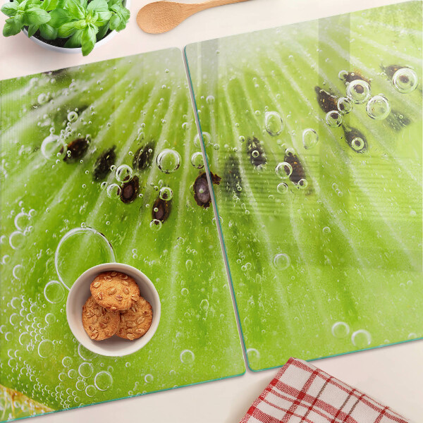 Chopping board glass Kiwi with drops of water