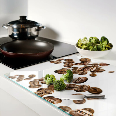Glass chopping board Coffee beans in motion