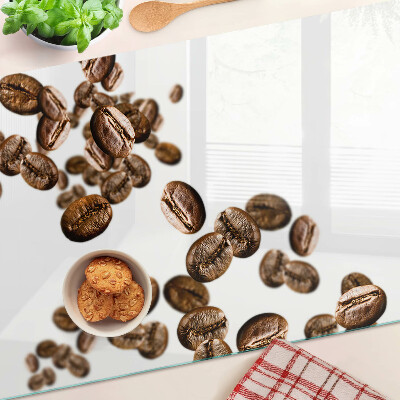 Glass chopping board Coffee beans in motion