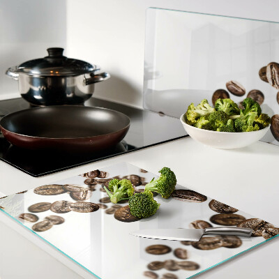 Glass chopping board Coffee beans in motion