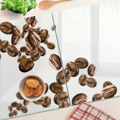 Glass chopping board Coffee beans in motion