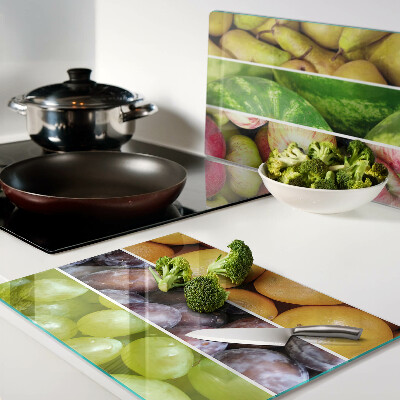 Chopping board glass Fruits in rainbow colors
