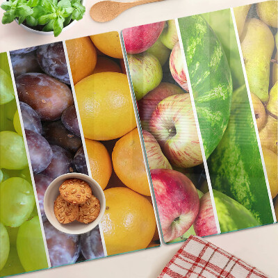 Chopping board glass Fruits in rainbow colors