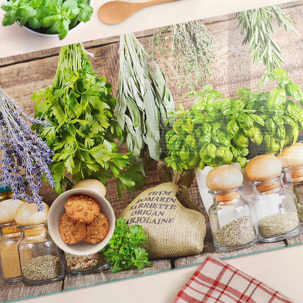 Cutting board Herbs and spices in the kitchen