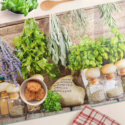 Cutting board Herbs and spices in the kitchen