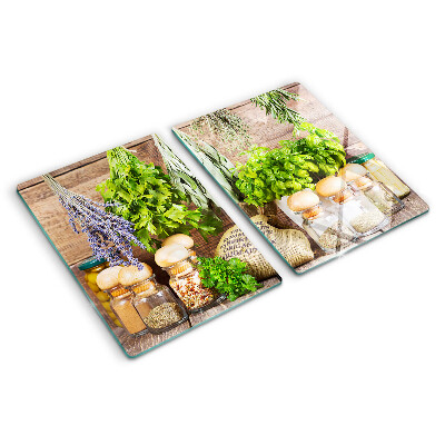 Cutting board Herbs and spices in the kitchen
