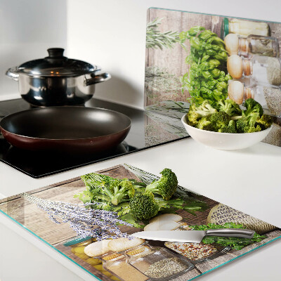 Cutting board Herbs and spices in the kitchen