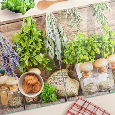 Cutting board Herbs and spices in the kitchen