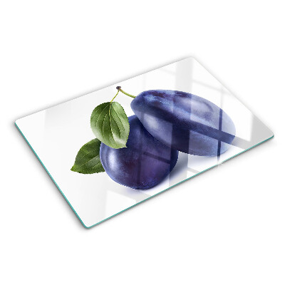 Cutting board Plums with leaves