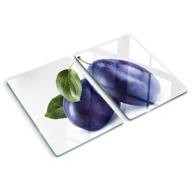 Cutting board Plums with leaves