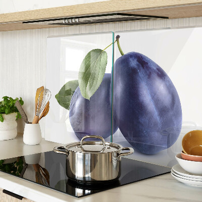 Cutting board Plums with leaves
