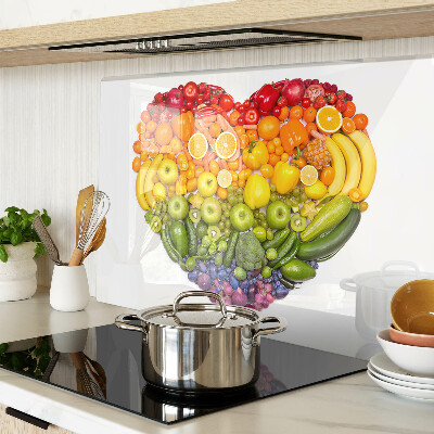 Glass kitchen board Rainbow Fruit Heart